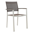 Fifi 21 Inch Set of 6 Dining Chairs- Aluminum Frame- Gray Textilene Fabric