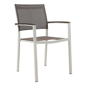 Fifi 21 Inch Set of 6 Dining Chairs- Aluminum Frame- Gray Textilene Fabric