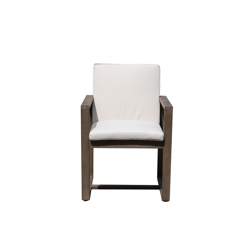 Neji 24 Inch Dining Chair- Burnt Brown Eucalyptus Wood Frame- Thick Cushion