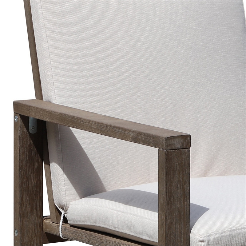 Neji 24 Inch Dining Chair- Burnt Brown Eucalyptus Wood Frame- Thick Cushion