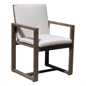 Neji 24 Inch Dining Chair- Burnt Brown Eucalyptus Wood Frame- Thick Cushion