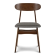 Bev 20 Inch Set of 2 Dining Chairs- Gray Cushions- Dark Brown Rubberwood