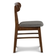Bev 20 Inch Set of 2 Dining Chairs- Gray Cushions- Dark Brown Rubberwood