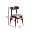 Bev 20 Inch Set of 2 Dining Chairs- Gray Cushions- Dark Brown Rubberwood