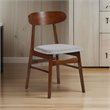 Bev 20 Inch Set of 2 Dining Chairs- Gray Cushions- Dark Brown Rubberwood