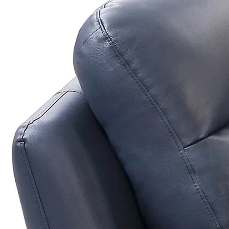 Reni 44 Inch Sofa Chair- Channel Tufted Navy Blue Soft Leather Upholstery