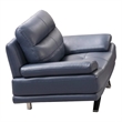 Reni 44 Inch Sofa Chair- Channel Tufted Navy Blue Soft Leather Upholstery
