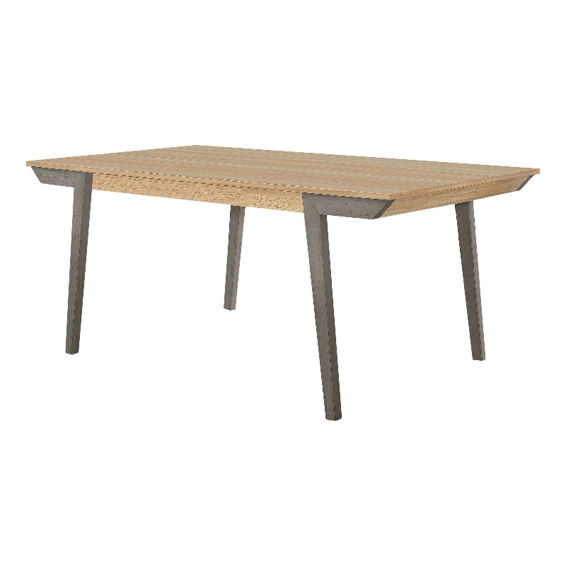 71 Inch Dining Table- Natural Brown Top- Farmhouse Style- Gray Flared Legs