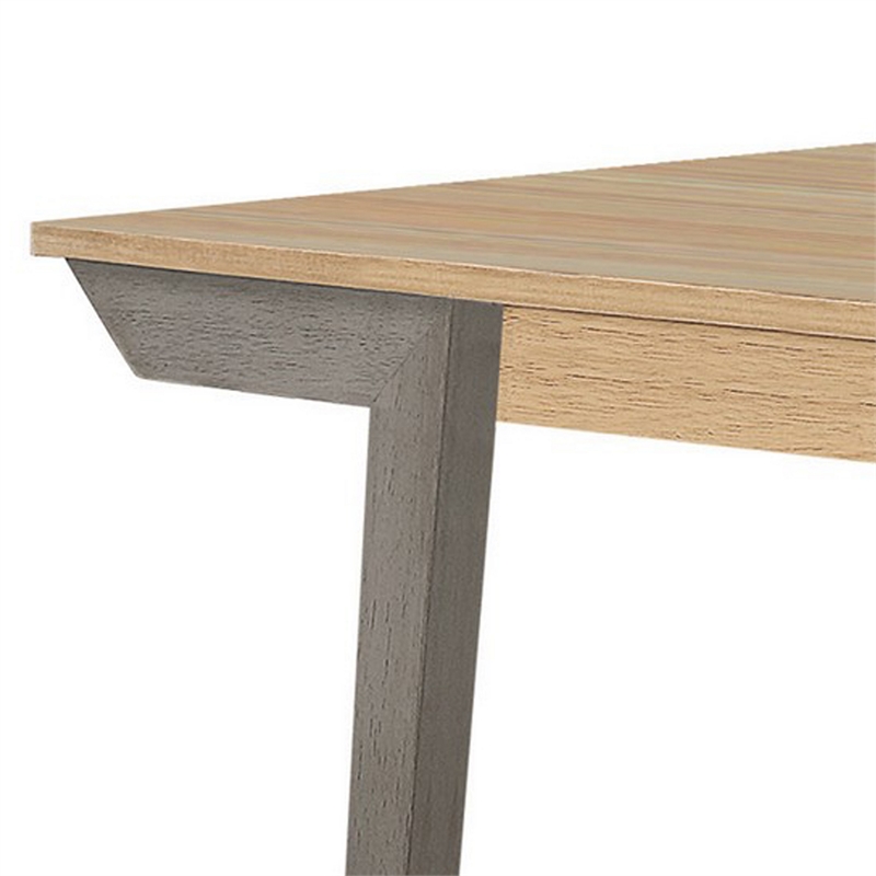 71 Inch Dining Table- Natural Brown Top- Farmhouse Style- Gray Flared Legs