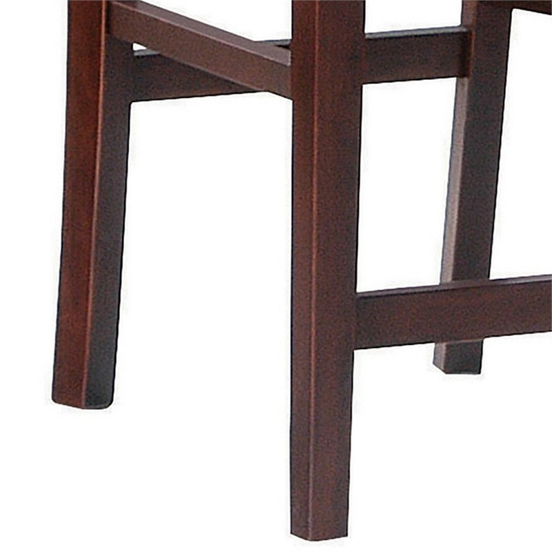25 Inch Set of 2 Counter Height Stools- Lattice Design Back- Tan Seat- Brown