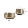 Set of 2 Metal Bowls- Seude Gold Finish- Curved Shape- Streaked Texture