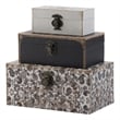 Leo Set of 3 Storage Boxes- Vegan Leather Lining- Ornate Printed Designs