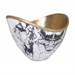 Sinzo 10 Inch Curved Bowl- Gold Aluminum- Textured Design- Black- White