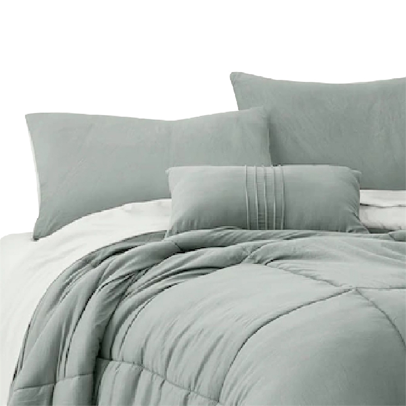 Alice 8 Piece King Comforter Set- Reversible- Soft Sage By The Urban Port