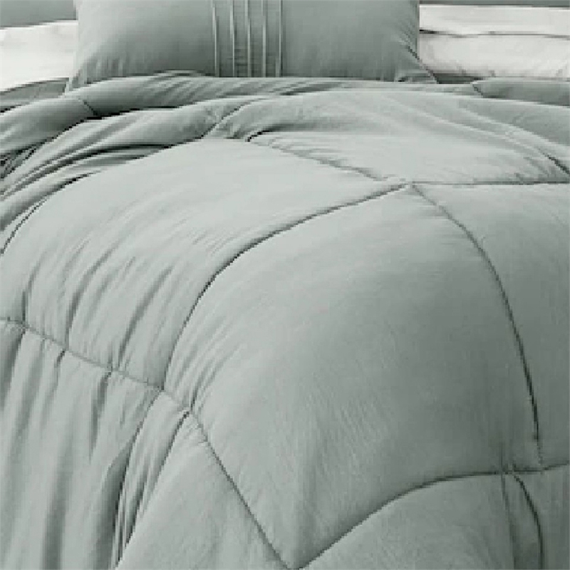 Alice 8 Piece King Comforter Set- Reversible- Soft Sage By The Urban Port