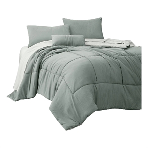 Alice 8 Piece King Comforter Set- Reversible- Soft Sage By The Urban Port
