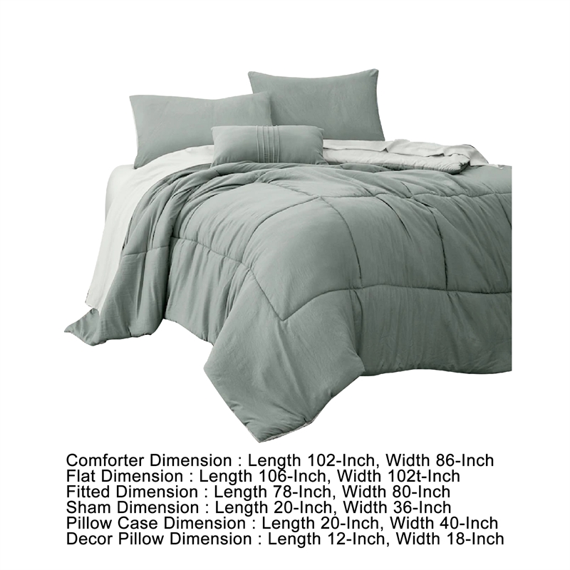 Alice 8 Piece King Comforter Set- Reversible- Soft Sage By The Urban Port