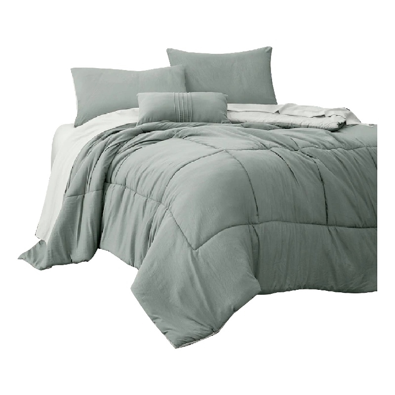 Alice 8 Piece King Comforter Set- Reversible- Soft Sage By The Urban Port