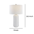 27 Inch Ceramic Table Lamp- Wavy Texture- Silver- White