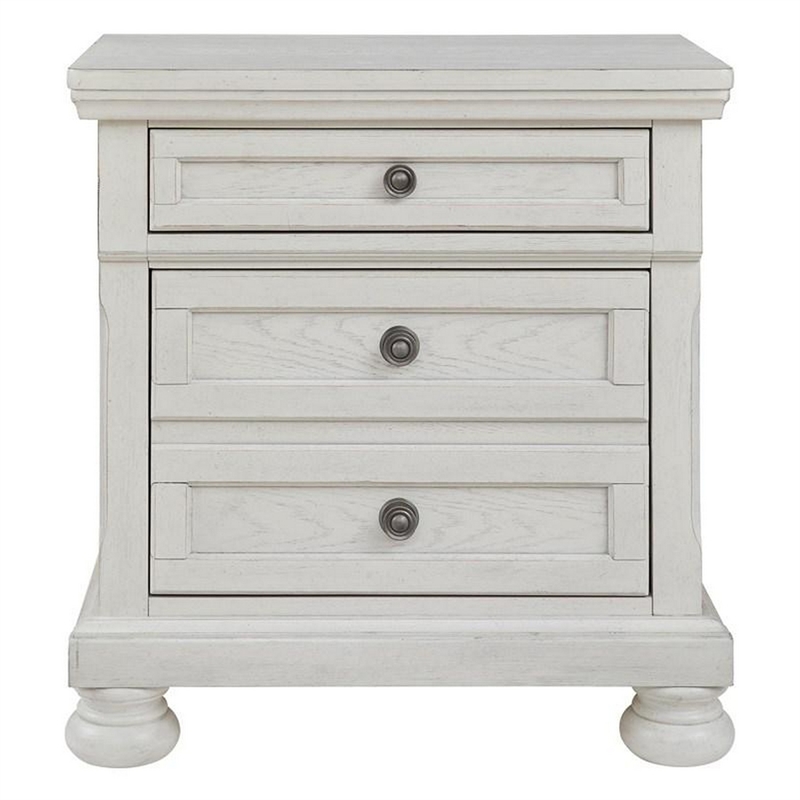 Julia 30 Inch Casual Nightstand- Wood- 2 Drawers- Pull Out Tray- White