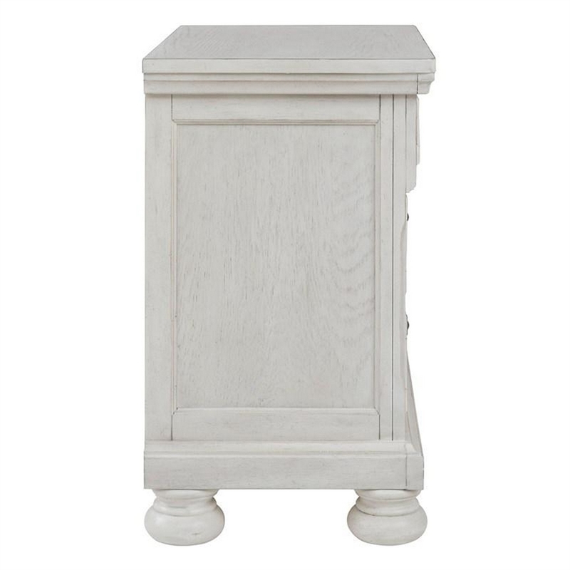 Julia 30 Inch Casual Nightstand- Wood- 2 Drawers- Pull Out Tray- White