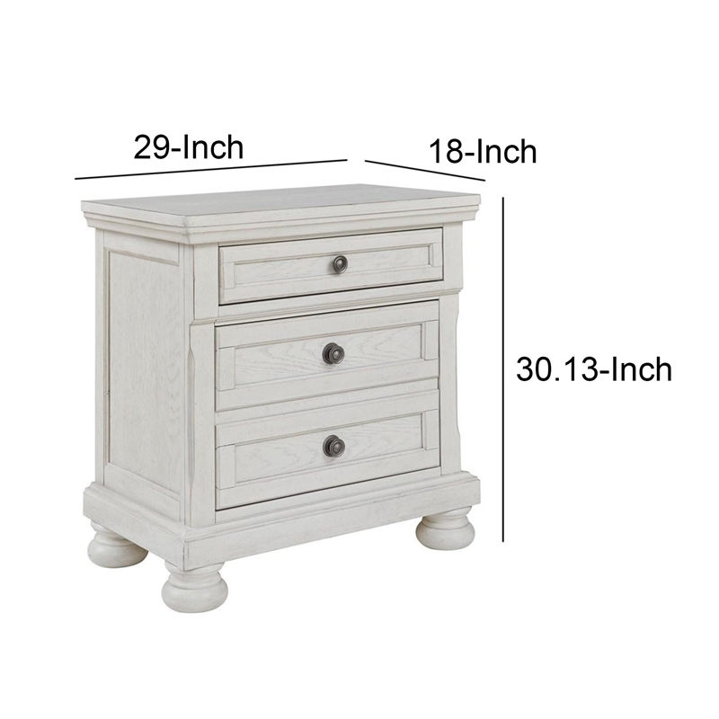 Julia 30 Inch Casual Nightstand- Wood- 2 Drawers- Pull Out Tray- White