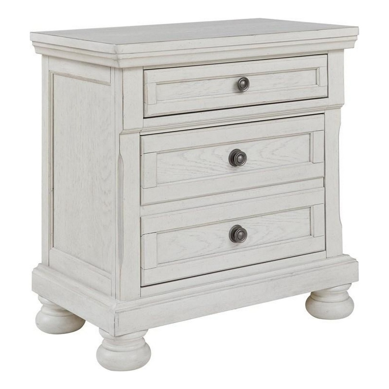 Julia 30 Inch Casual Nightstand- Wood- 2 Drawers- Pull Out Tray- White