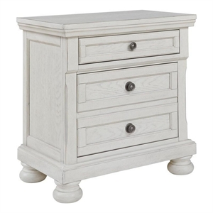 Julia 30 Inch Casual Nightstand- Wood- 2 Drawers- Pull Out Tray- White