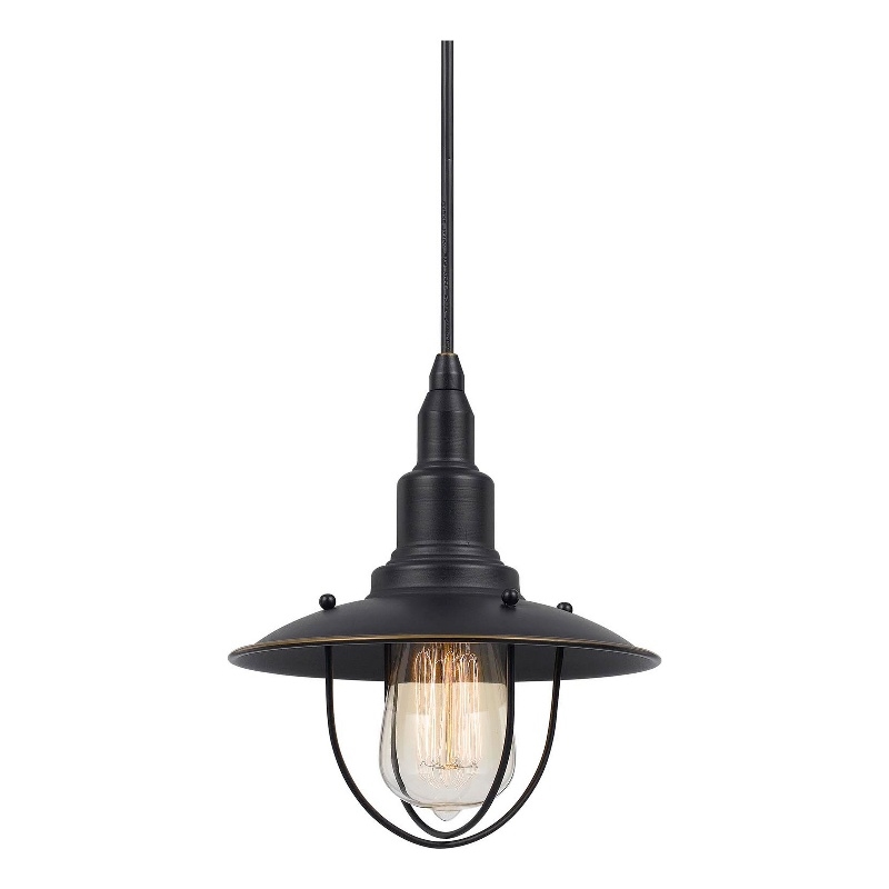 Oma 8 Inch Modern Pendant Light- Industrial Style- Dark Bronze Metal Frame