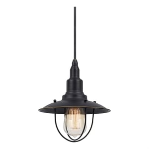 Oma 8 Inch Modern Pendant Light- Industrial Style- Dark Bronze Metal Frame