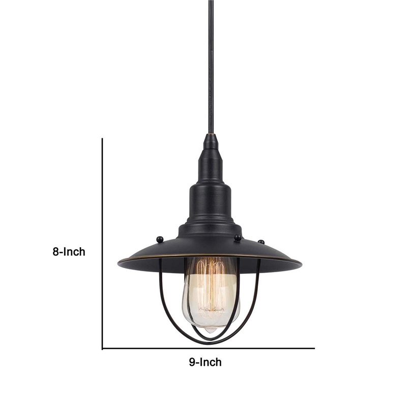 Oma 8 Inch Modern Pendant Light- Industrial Style- Dark Bronze Metal Frame