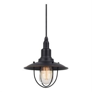 Oma 8 Inch Modern Pendant Light- Industrial Style- Dark Bronze Metal Frame