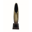 15 Inch Decorative Vase- Aluminum- Vertical Ribbing- Gold and Jet Black
