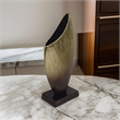 15 Inch Decorative Vase- Aluminum- Vertical Ribbing- Gold and Jet Black