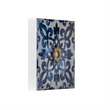 Set of 4 Classic Framed Wall Decor- Abstract Tile Design- White and Blue