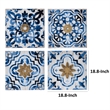 Set of 4 Classic Framed Wall Decor- Abstract Tile Design- White and Blue