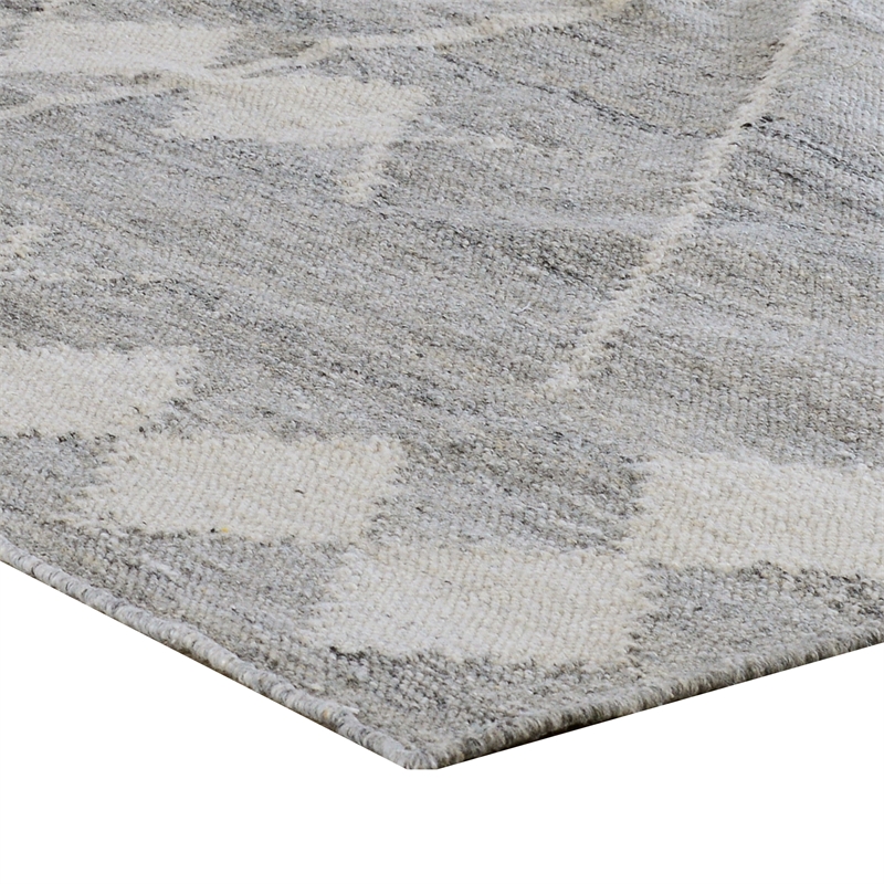 Modern 3 x 8 Runner Area Rug- Handwoven Geometric Pattern- Gray- Multicolor