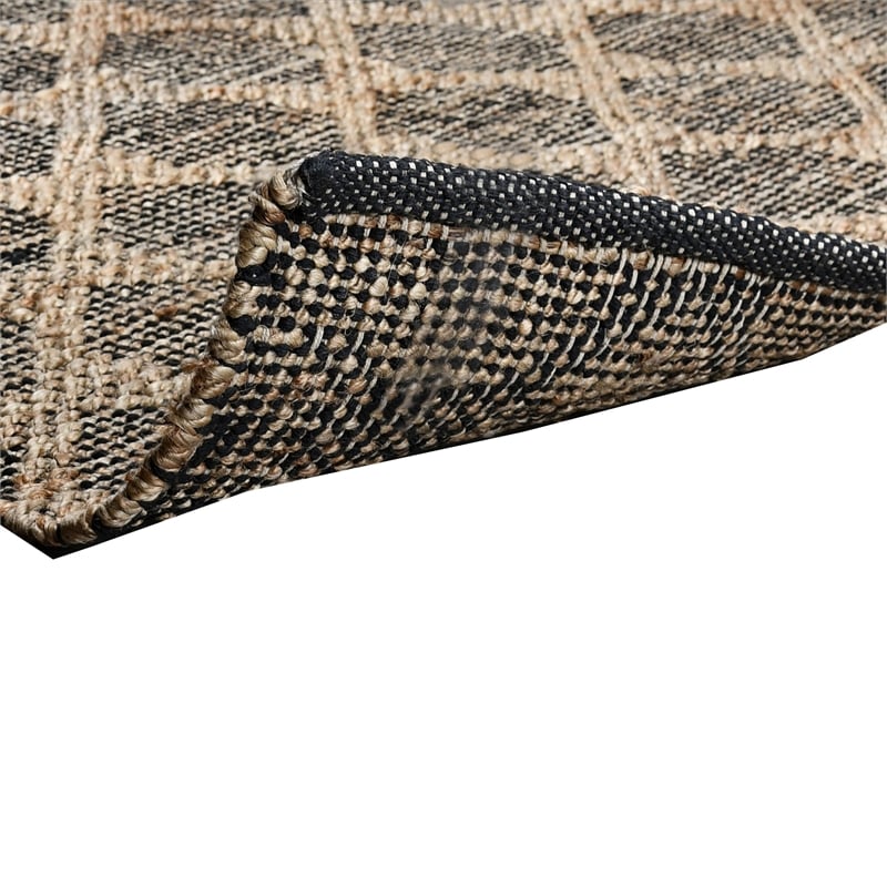 Ona 5 x 8 Handwoven Medium Area Rug- Black and Brown Diamond Lattice Design