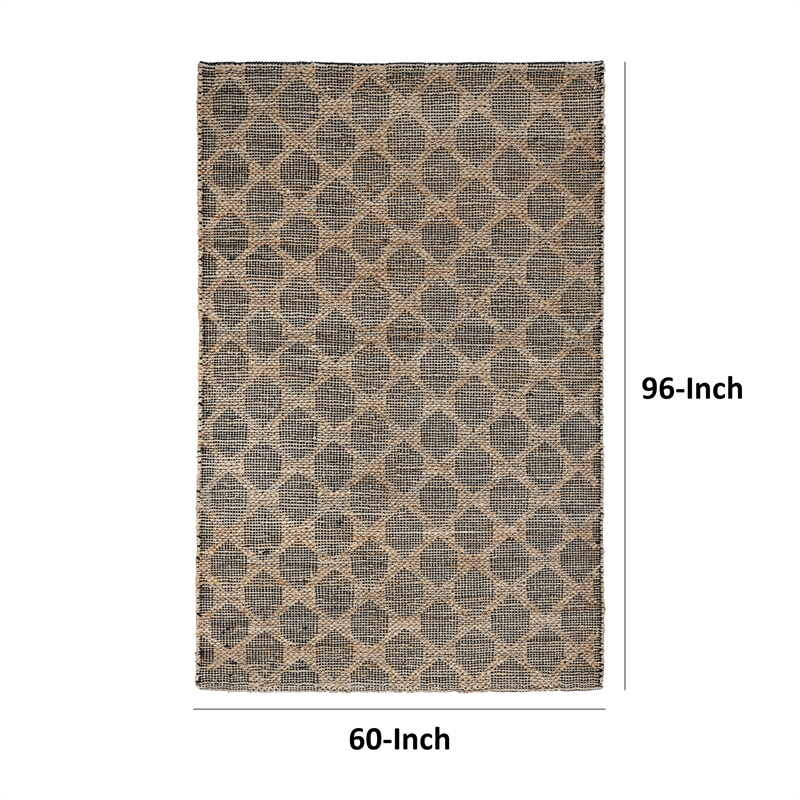 Ona 5 x 8 Handwoven Medium Area Rug- Black and Brown Diamond Lattice Design