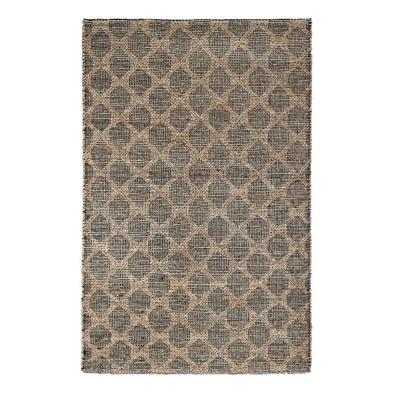 Ona 5 x 8 Handwoven Medium Area Rug- Black and Brown Diamond Lattice Design