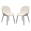 21 Inch Dining Chairs- Set of 2- Black Metal Legs- Ivory Boucle Upholstery