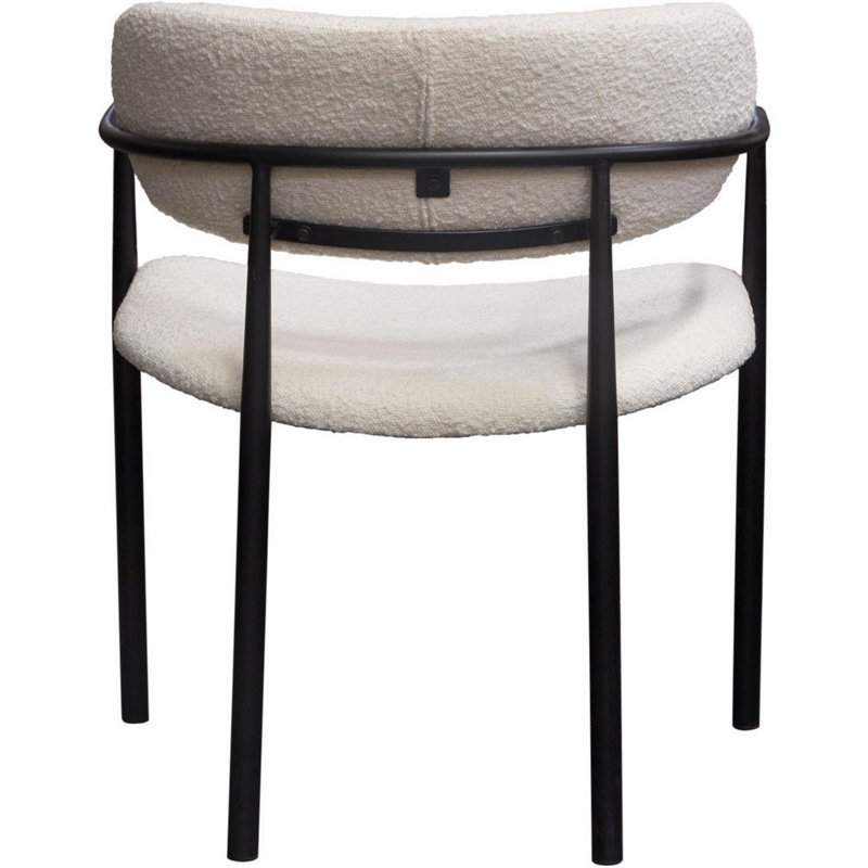 Oke 26 Inch Padded Dining Chair- Set of 2- Black- Ivory Boucle Upholstery