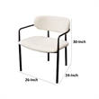 Oke 26 Inch Padded Dining Chair- Set of 2- Black- Ivory Boucle Upholstery