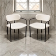Oke 26 Inch Padded Dining Chair- Set of 2- Black- Ivory Boucle Upholstery