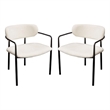 Oke 26 Inch Padded Dining Chair- Set of 2- Black- Ivory Boucle Upholstery