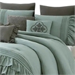 Tyler 8 Piece Ruffled King Size Comforter Set- The Urban Port- Green- Gray