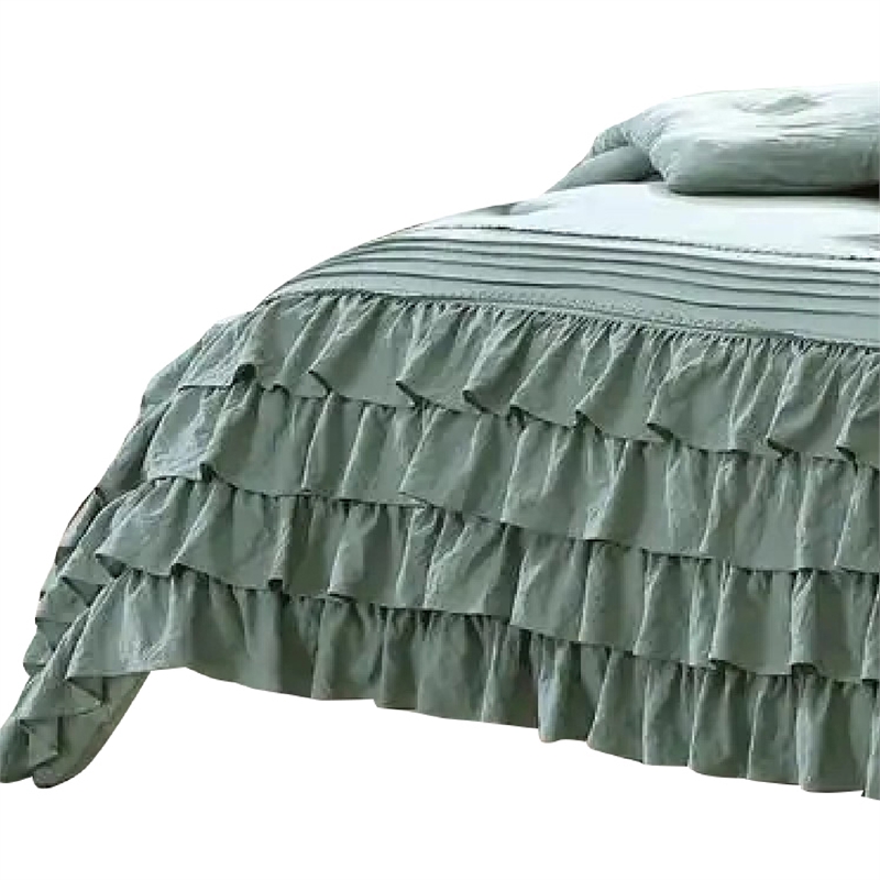 Tyler 8 Piece Ruffled King Size Comforter Set- The Urban Port- Green- Gray