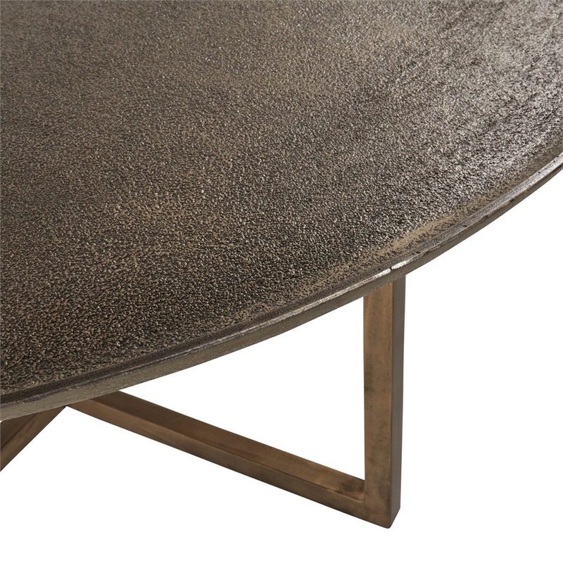 Rexi 40 Inch Aluminum Coffee Table- Round Tray Top- Bronze