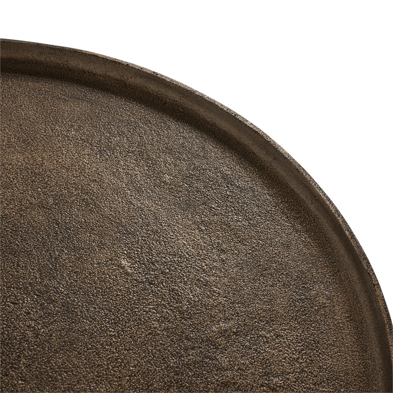 Rexi 40 Inch Aluminum Coffee Table- Round Tray Top- Bronze