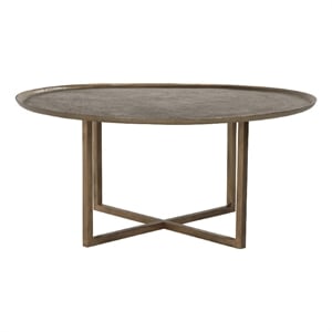 Rexi 40 Inch Aluminum Coffee Table- Round Tray Top- Bronze